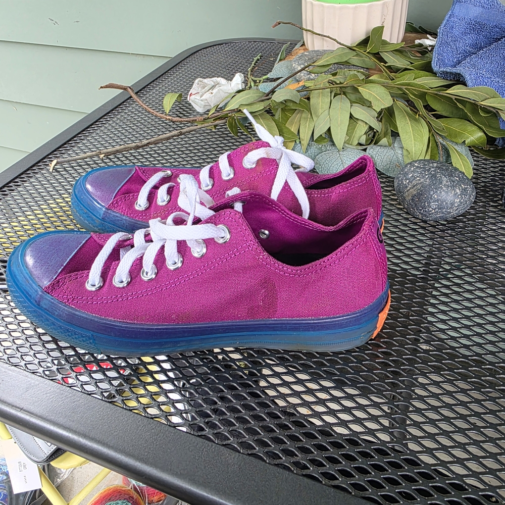 Converse Women's Purple and Blue Sneakers - Picture 2 of 7